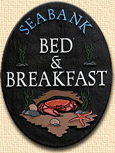 Seabank Bed and Breakfast carved wooden Sign